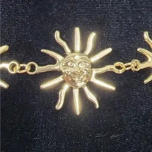 No Brand Accessories Celestial Sun Multi Layer Chain Statement